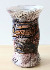 Vintage Gozo Glass Vase, Pink, Orange, Brown, Seashell  Design, Malta, 18 cms