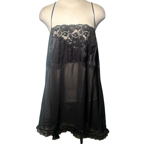 Vintage black lace - black, chemise