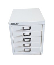 5 Multi Drawer Bisley Metal Filing Cabinet Office Home Storage WHITE
