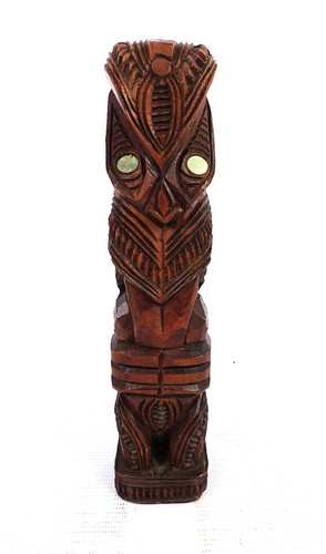 Hand carved wooden māori tiki - carved,