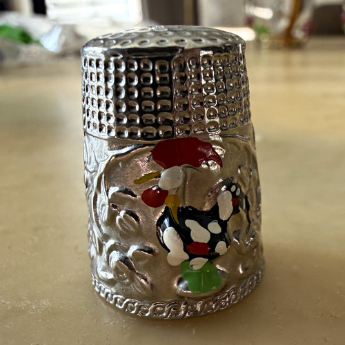 Vtg silver sewing thimble - vtg,