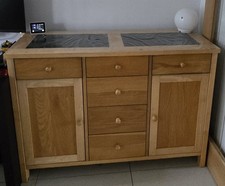 Sideboard with solid granite inserts