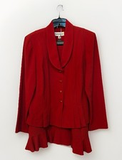 VTG Danny & Nicole Women’s Size 14 Red Skirt Suit 2 Piece Peplum Skirt Pleated