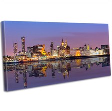 Liverpool Over The Mersey Skyline Canvas Print Panoramic Framed Wall Art Picture