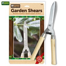 Garden Shears Carbon Steel Blade 20 Inch Wooden Handle Hedges Grass Shrub Bushes