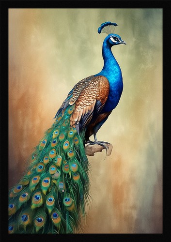 Peacock art beautiful framed - peacock,