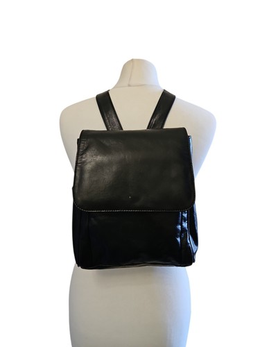 Uptown black leather backpack - black,