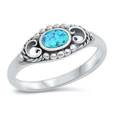 Blue Lab Opal Unique Bali Ring