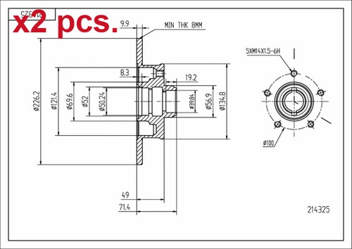 Pcs rear brake - disc, rotos