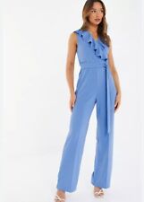 QUIZ JUMPSUIT BLUE PALAZZO V NECK PARTY PLAYSUIT RRP £35 484