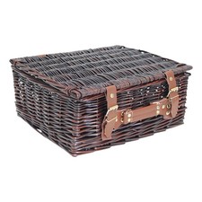 Empty Wicker Gift Hamper Basket with Lid - Picnic, storage, display - 36x30x16cm