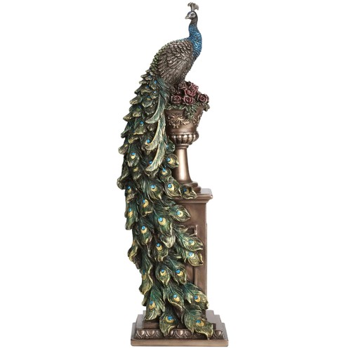 Peacock perching column - peacock, on