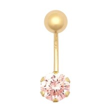 9ct Gold Belly Bar PINK