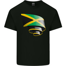 Curled Jamaican Flag Jamaica Day Football Kids T-Shirt Childrens