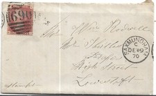 QUEEN VICTORIA 1d WITH SAXMUNDHAM CANCEL  WITH LETTER INSIDE REF 495