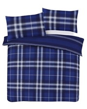 Highland Tartan Check Blue Duvet Cover Reversible Bedding Set
