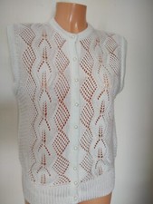 Vintage BHS  White Waistcoat Cardigan Size 12-14