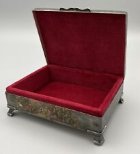 Vintage Silver Plate Box English Case Red Velvet Lining 11.5cm wide 3.8cm tall