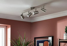 Home 4 Way Light Bar Metal Brushed Chrome Finish 76cm GU10 IP20 35W Loung Decor