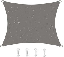 HOMPER Sun Shade Sail 3x3m, Grey Rectangle Waterproof Garden Sun Sail 95% UV Blo