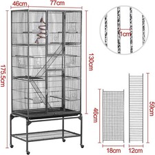 175cm Extra Large Bird Cage Rolling Metal Parrot Cage Pet Cage with Stand