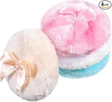 4 PCS Large Fluffy Body Powder Puff, Soft Powder Puff for Body Face, 4 Colors Wa