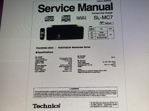 Technics mc7 service - technics, sl-mc7
