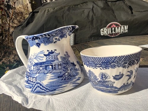 Burleigh ware willow blue jug - burleigh, ware-
