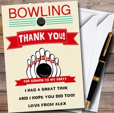 Retro Bowling No1 Team Personalised Party Thank You Cards