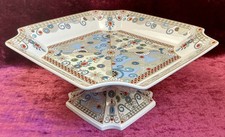 A Gorgeous Large Spode Cake Stand. Jewel Pattern Turquoise & Pearls. Perfect. 