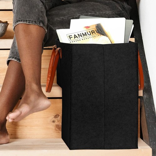 Stair basket with - with, leather