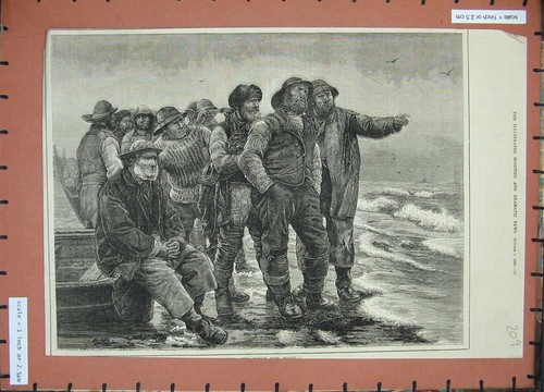 Original old antique print - old,