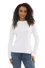Everyday Wear Ladies All Cable Crew Neck Long Sleeve Knitted Jumper FREE SHIPPIN