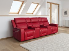 Napoli Leather Cinema Recliner Sofa Ruby Red Leather | Electric & Massage