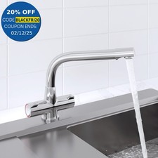 Modern Mono Kitchen Sink Mixer Tap Swivel Spout Chrome Twin Handle Control