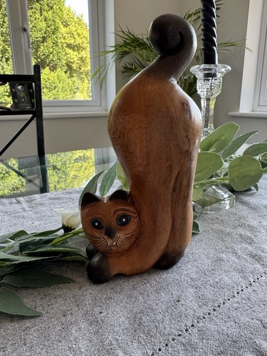 Vintage wooden cat ornament - vintage,