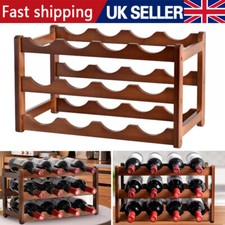 12 Bottle Wine Wooden Rack Stackable Display Shelve Side Cabinet Storage Holder