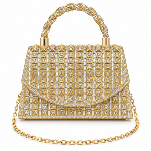 Silver diamante evening bag - diamante,