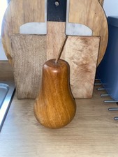 Large Hand Carved Wooden Pear Decorative Ornament Fruit Scandi Handmade Kitchen