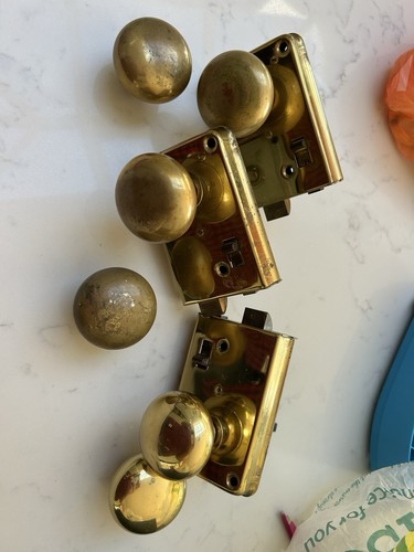 Victorian brass door - brass, knobs