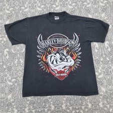 Vintage Harley Davidson T-shirt Size XL Black Logo Print Tee Tazmanian Devil