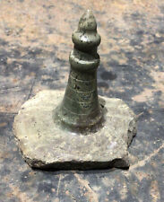VINTAGE CORNISH LIGHTHOUSE SERPENTINE MARBLE PAPERWEIGHT.