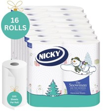 16 Rolls Nicky 2 Ply The Snowman & the Snowdog Christmas Kitchen Paper Towels