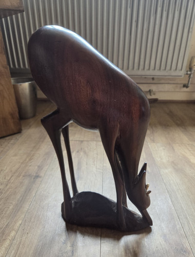 Carved wooden deer figurine - wooden,
