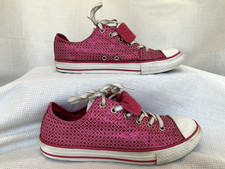 Pink Shimmer Double Tongue, Juniors 6, Converse Chuck Taylor All Star Low Top