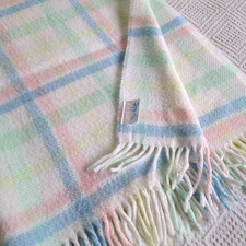 Vintage Zorbit Blanket Blue Green Pink Yellow Nursery Cot Pram Baby 80s