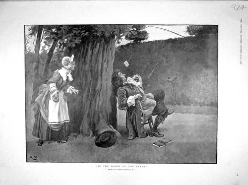 Old antique print 1898 man - antique,