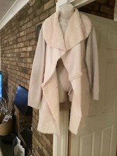 Gorgeous Ladies Cream City Chic Cardigan / Fur Lined  Coat Size Medium stretch