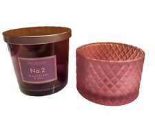 Empty Purple Hotel Collection with Lid Sand& Fog Pink Tone Geo Glass Candle Jars