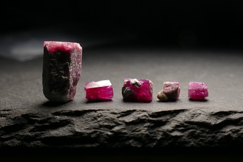 Red beryl natural crystals - red,